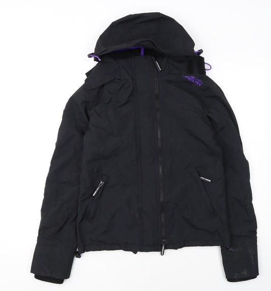 Superdry Womens Black Windbreaker Hooded Jacket Size S