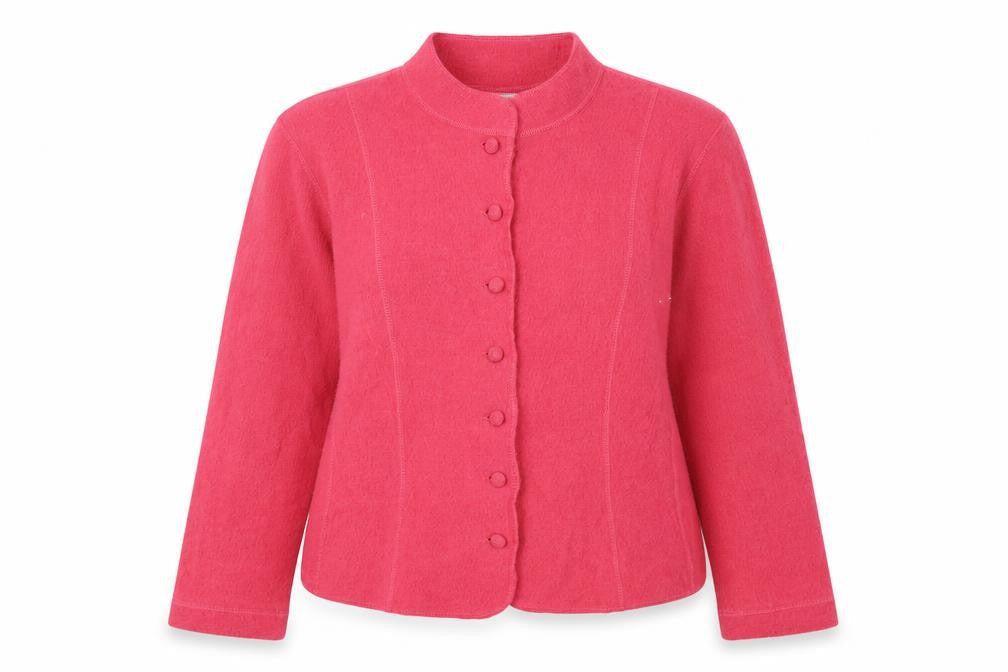 Talbots Womens Pink Wool Mock Neck Button Cardigan Medium