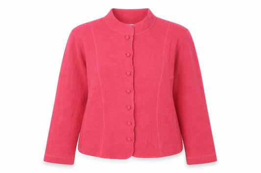 Talbots Womens Pink Wool Mock Neck Button Cardigan Medium