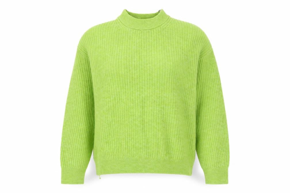 H&M Women's Green Mock Neck Ribbed Knit Pullover Jumper Size 12
