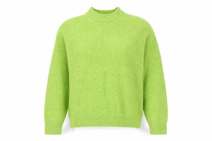 H&M Women's Green Mock Neck Ribbed Knit Pullover Jumper Size 12