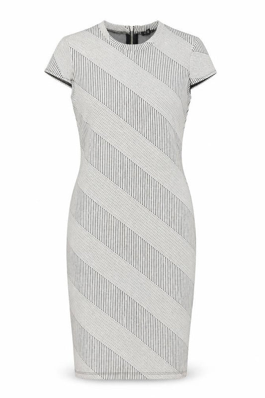 River Island Women Black Striped Bodycon Dress Size 10