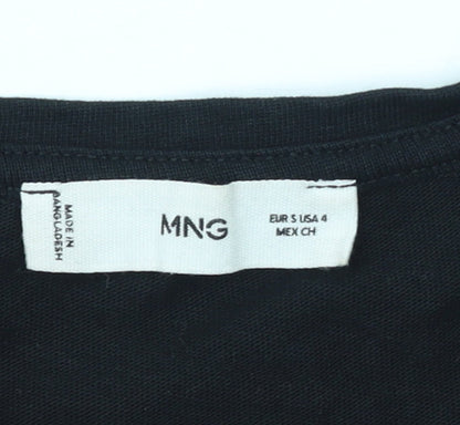 MNG Women’s Black Cotton Midi Tank Dress Size 8 Sleeveless Belted