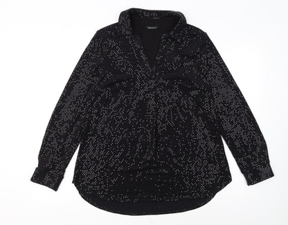 Roman Women Black Sequin Long Sleeve Tunic Blouse Size 12