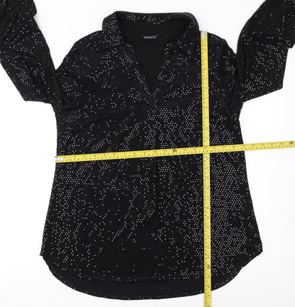 Roman Women Black Sequin Long Sleeve Tunic Blouse Size 12