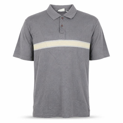 C&A Men's Grey Colourblock Cotton Polo Shirt Size M
