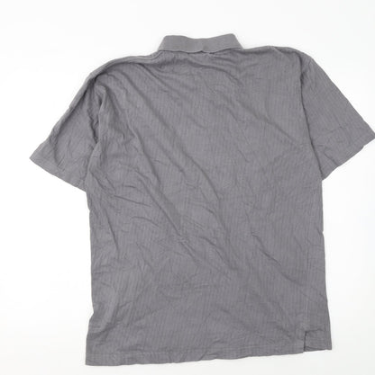 C&A Men's Grey Colourblock Cotton Polo Shirt Size M