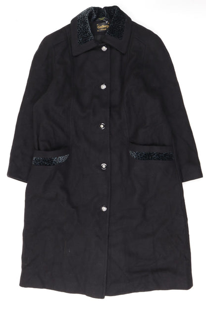 Gallery Women’s Black Wool Long Overcoat Petite Size 11-12