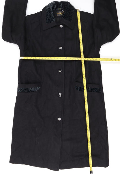 Gallery Women’s Black Wool Long Overcoat Petite Size 11-12
