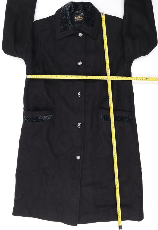 Gallery Women’s Black Wool Long Overcoat Petite Size 11-12