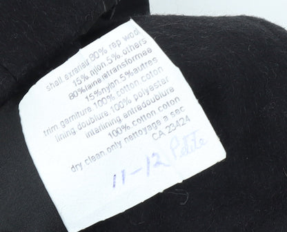 Gallery Women’s Black Wool Long Overcoat Petite Size 11-12