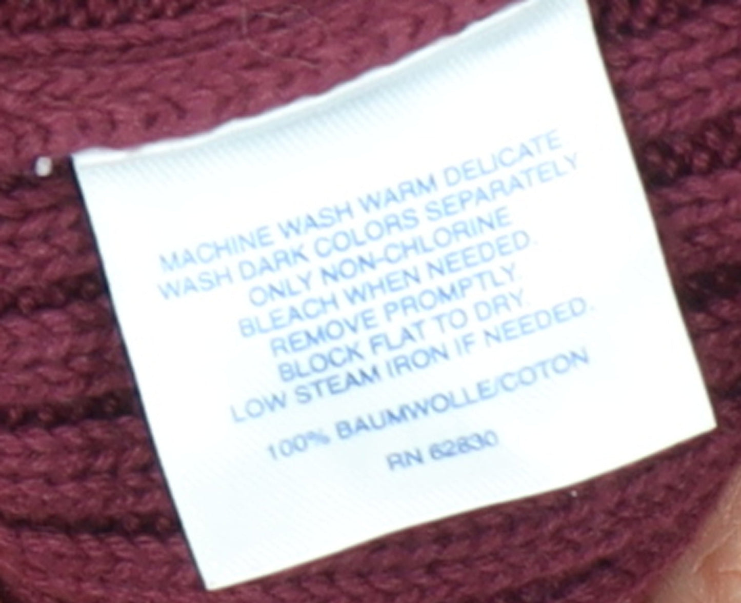 Lands' End Women Petite Burgundy Mock Neck Short Sleeve Cotton Jumper M