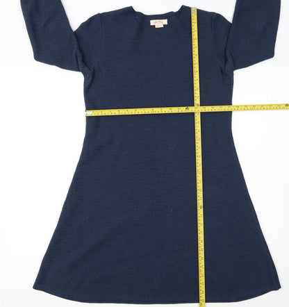 Fat Face Women's Blue A-Line Knit Dress Size 14 3/4 Sleeve