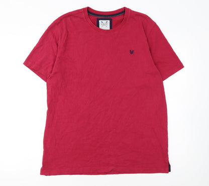 Crew Clothing Co. Men's Red Cotton Crew Neck Short Sleeve T-Shirt L