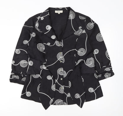 Puli Women's Black White Patterned Suit Jacket Size 10 Polyester