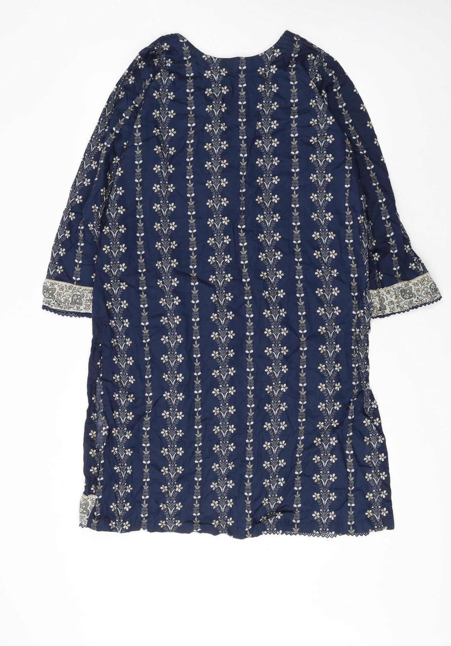 Bin Saeed Women's Blue Floral Shift Dress Size 18 Bohemian Style