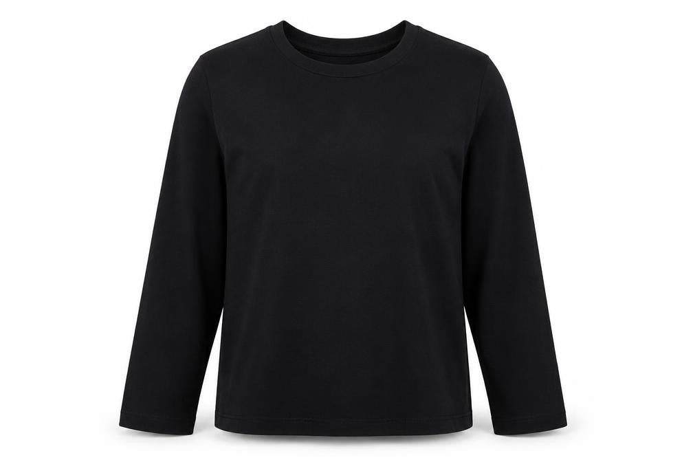 Next Women's Black Petite Size 10P Long Sleeve Cotton Crew Neck Top