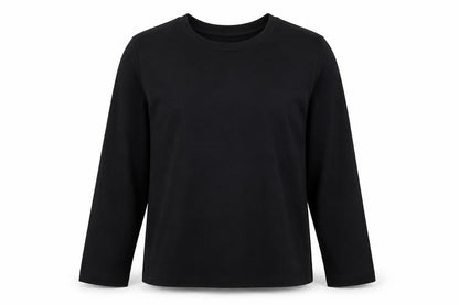 Next Women's Black Petite Size 10P Long Sleeve Cotton Crew Neck Top