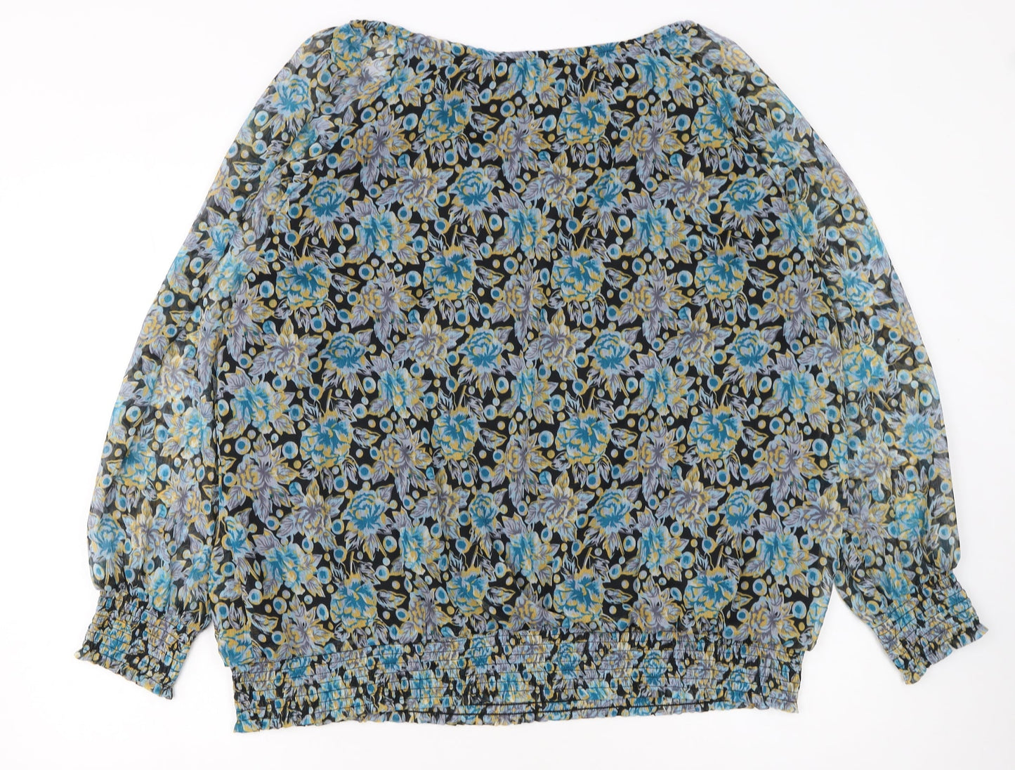 Klass Women’s Blue Floral Chiffon Tunic Blouse Size 22