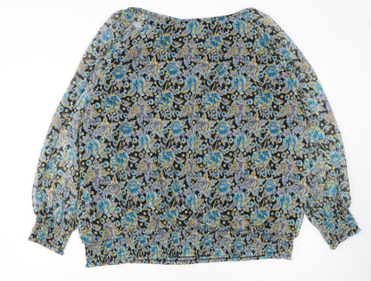 Klass Women’s Blue Floral Chiffon Tunic Blouse Size 22