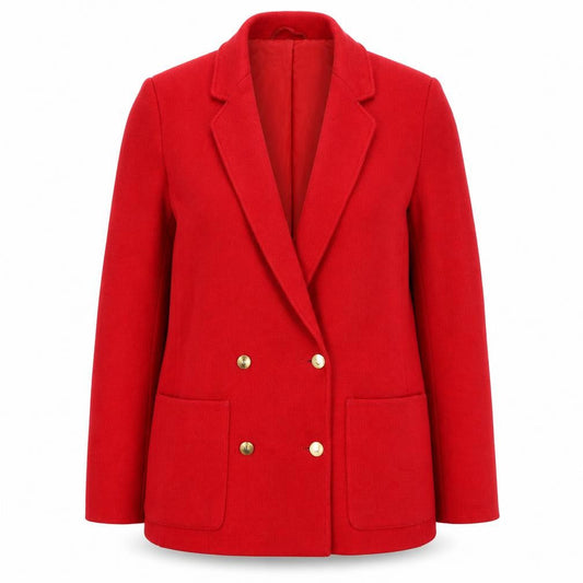 Marks and Spencer Women's Red Wool Blend Double-Breasted Blazer UK 12