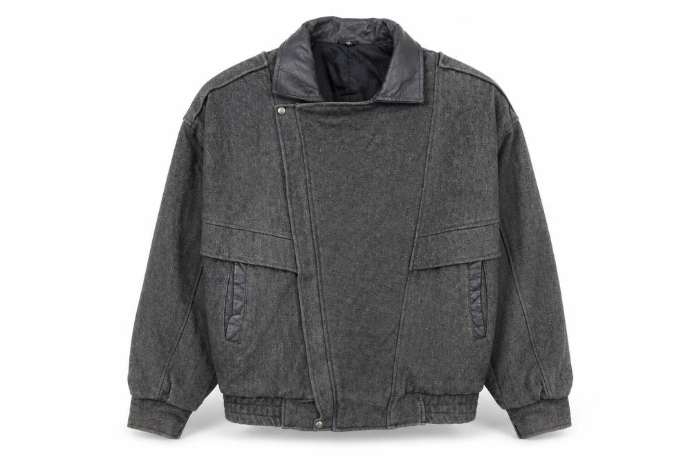 American Male Unisex Grey Wool Bomber Jacket L Classic Retro Style