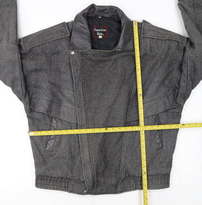 American Male Unisex Grey Wool Bomber Jacket L Classic Retro Style