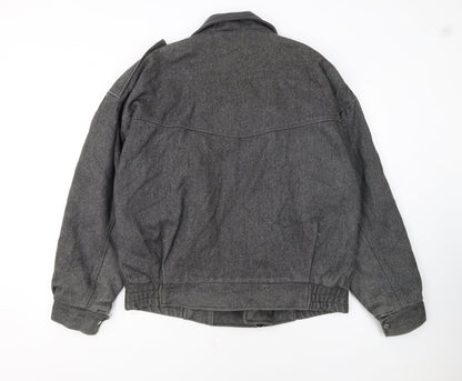 American Male Unisex Grey Wool Bomber Jacket L Classic Retro Style
