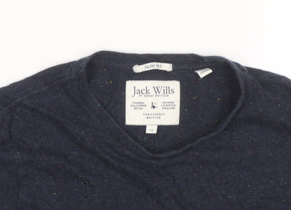Jack Wills Men's Navy Slim Fit Crew Neck Short Sleeve T-Shirt Size M