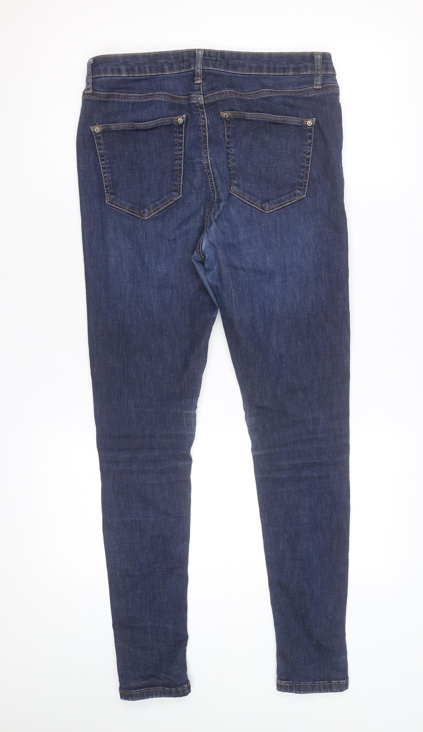 Pull & Bear Women's Blue Skinny Mid Rise Stretch Denim Jeans Size 12