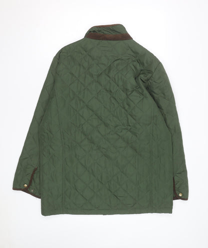 Aldon Mens Green Quilted Full Zip Mid-Length Jacket Size M