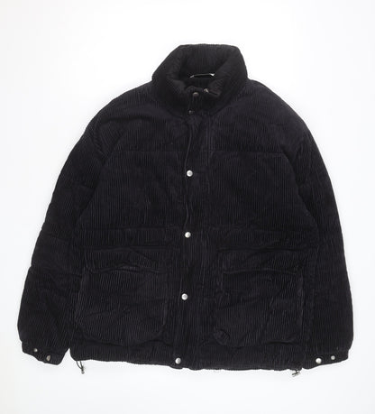 Zara Women Black Corduroy Puffer Jacket Size M