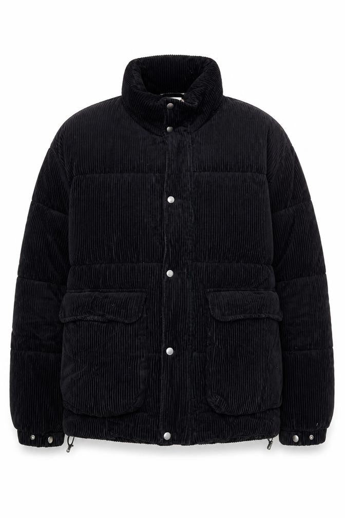Zara Women Black Corduroy Puffer Jacket Size M