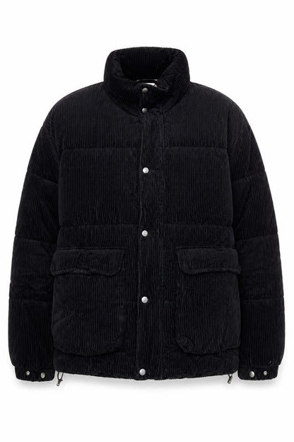 Zara Women Black Corduroy Puffer Jacket Size M