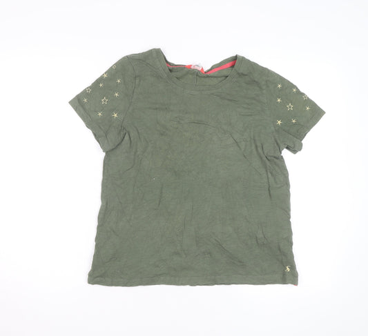 Additional front view of Joules unisex adults green cotton star embroidered short sleeve t-shirt l