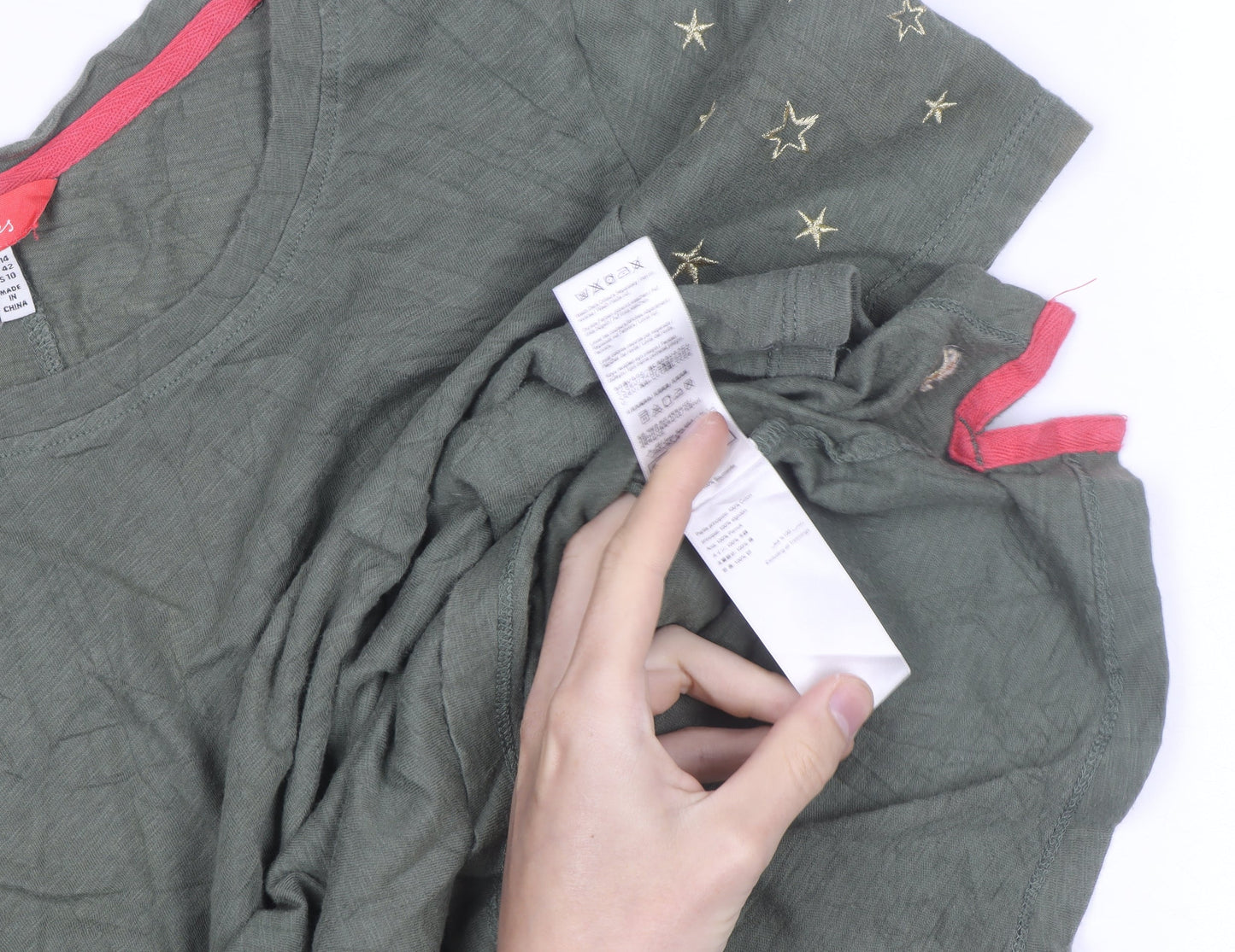 Joules Unisex Adults Green Cotton Star Embroidered Short Sleeve T-Shirt L