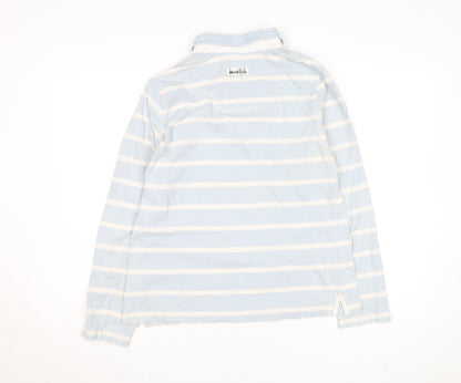 Weird Fish Women's Blue Striped Cotton Long Sleeve Polo Shirt Size 14