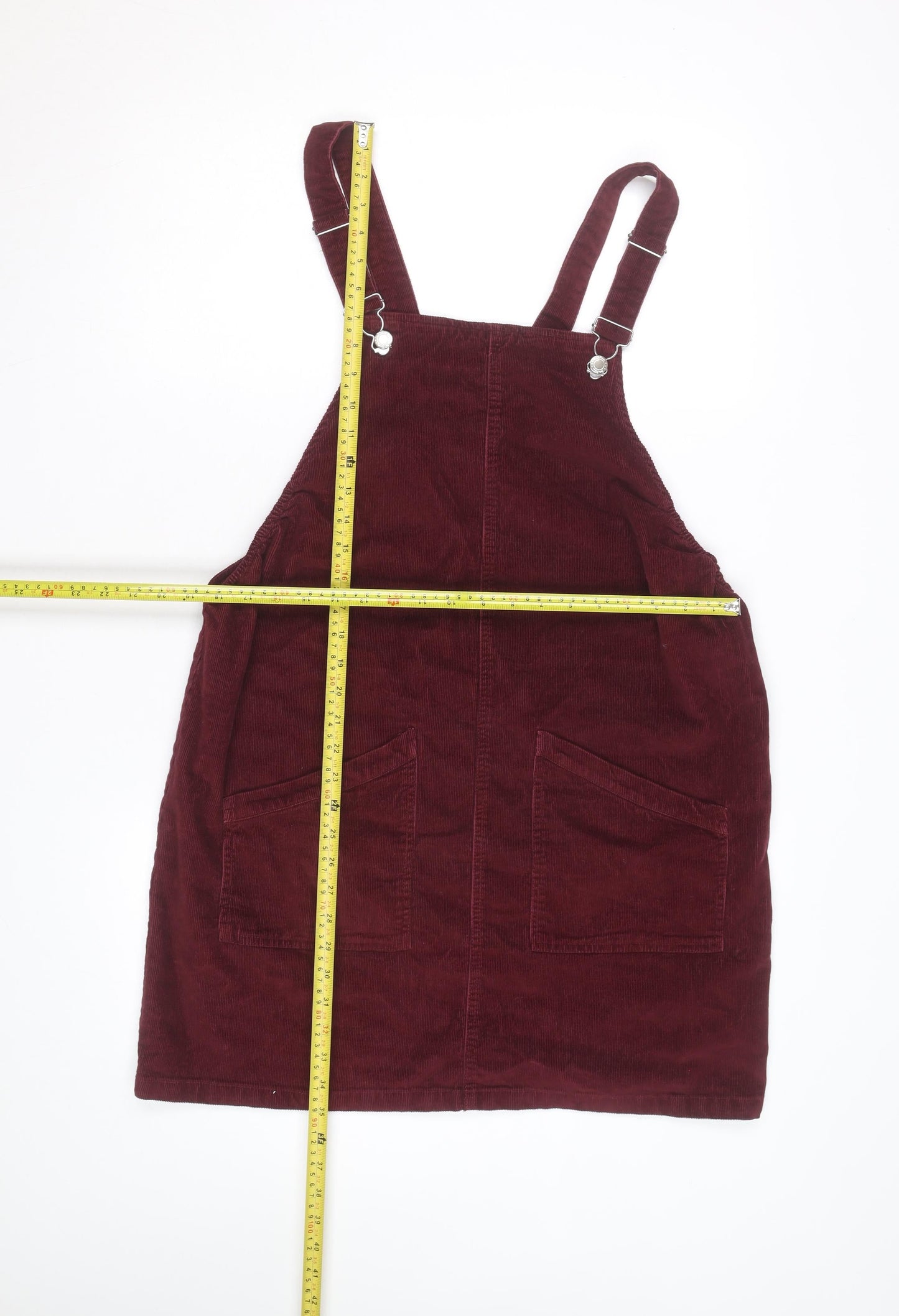 bpc Bonprix Collection Women's Red Corduroy Dungaree Dress Size 14
