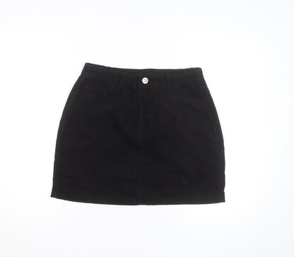 New Look Women's Black Corduroy Short Straight Skirt Size 12