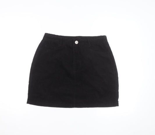 New Look Women's Black Corduroy Short Straight Skirt Size 12