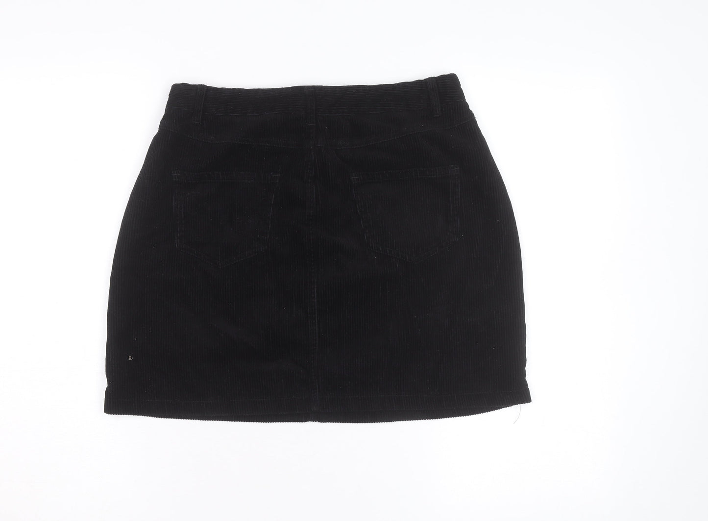 New Look Women's Black Corduroy Short Straight Skirt Size 12