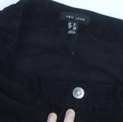 New Look Women's Black Corduroy Short Straight Skirt Size 12