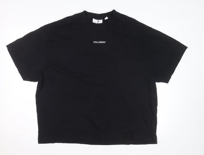 Collusion Men's Black Graphic Fire Print Relaxed Fit T-Shirt Size L