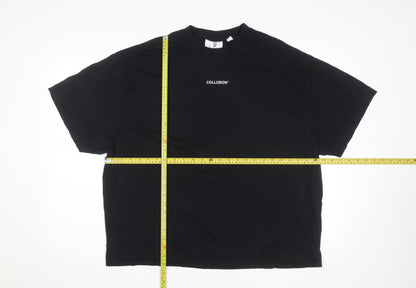 Collusion Men's Black Graphic Fire Print Relaxed Fit T-Shirt Size L