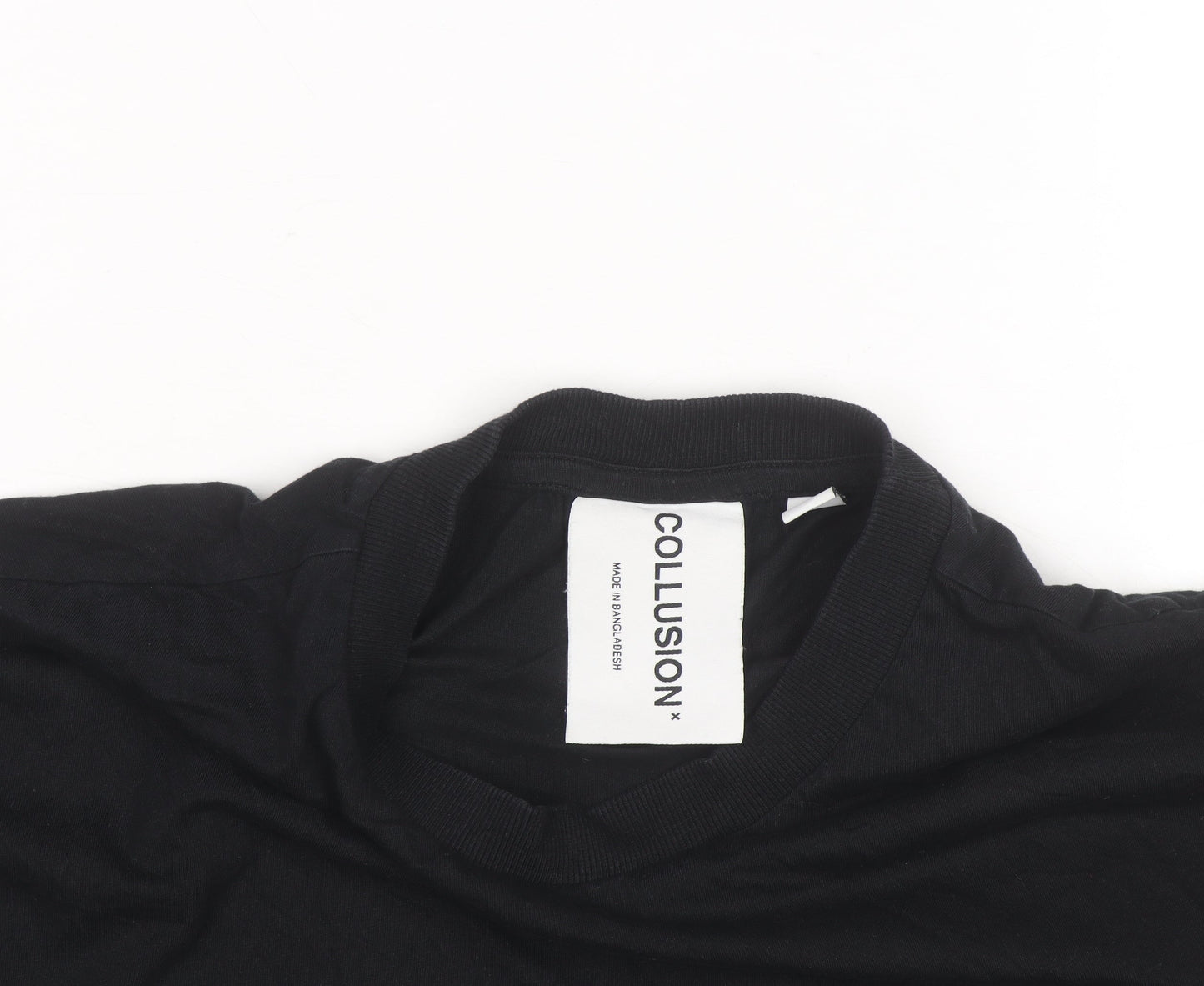Collusion Men's Black Graphic Fire Print Relaxed Fit T-Shirt Size L