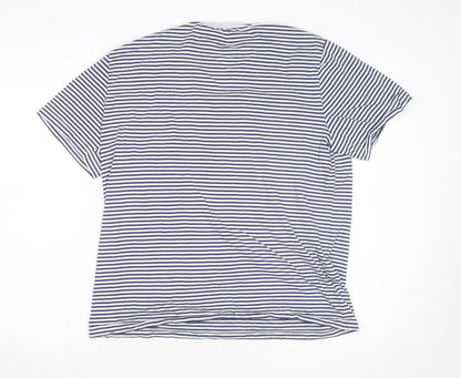 Fred Perry Men's Navy White Striped Crew Neck Cotton T-Shirt XL