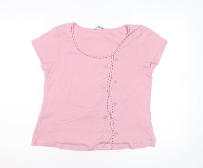 Marks and Spencer Per Una Women Pink Short Sleeve Cotton T-Shirt Size 18