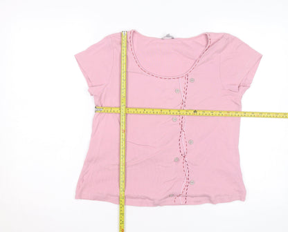 Marks and Spencer Per Una Women Pink Short Sleeve Cotton T-Shirt Size 18