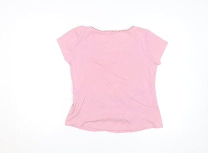 Marks and Spencer Per Una Women Pink Short Sleeve Cotton T-Shirt Size 18