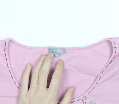 Marks and Spencer Per Una Women Pink Short Sleeve Cotton T-Shirt Size 18